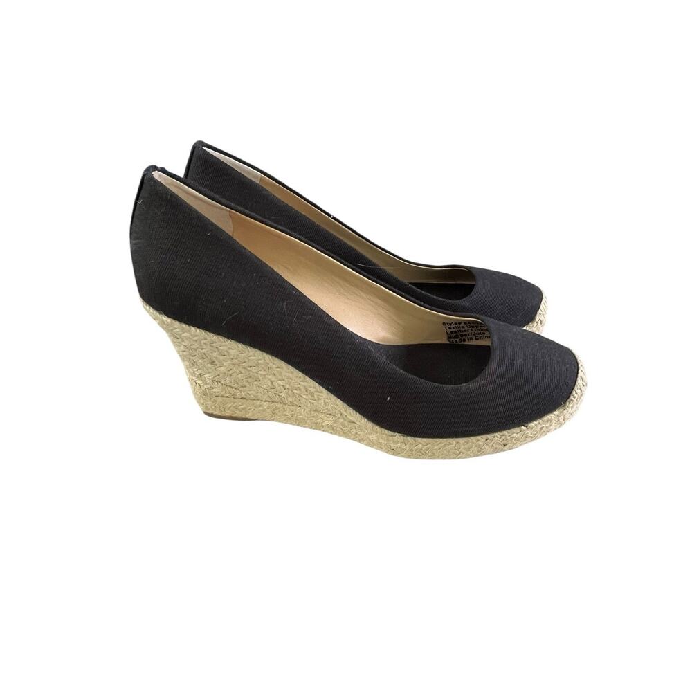 NEW J Crew Women’s Size 6 Seville Canvas Espadrille Black Wedges Slip Ons 64498 - Picture 2 of 12